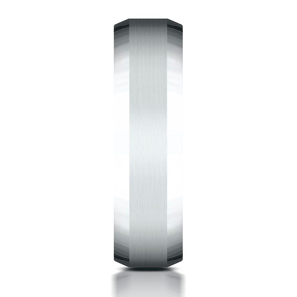 Men's Bevel Edge Band 10K White Gold, 6MM