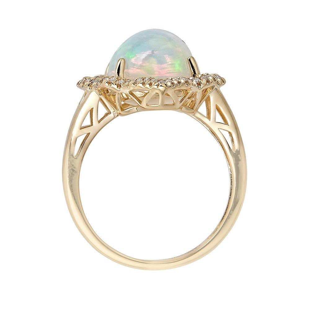 Opal & 1/7 ct. tw. Diamond Ring 14K Yellow Gold