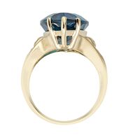 Blue Topaz & Diamond Ring 10K Yellow Gold