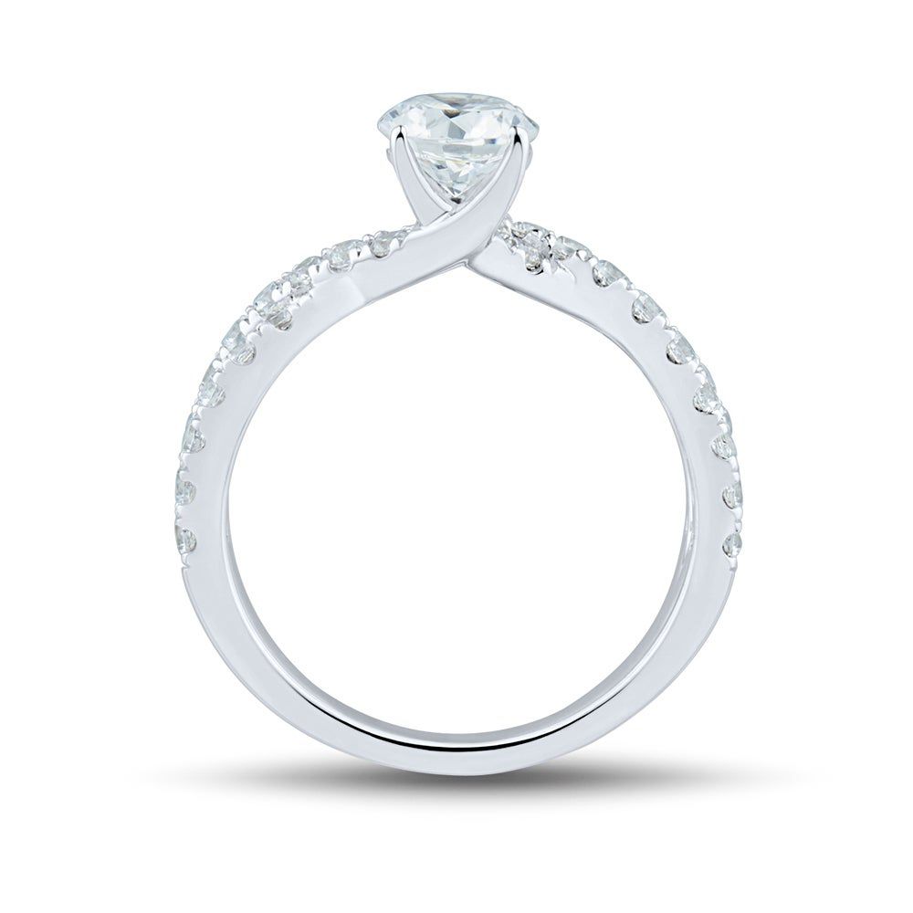 lab grown diamond twist engagement ring 14k white gold (1 1/2 ct. tw.)