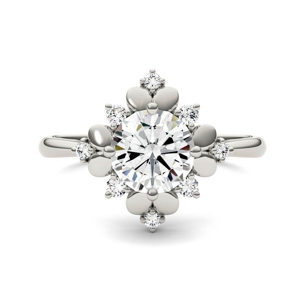 1 ct. tw. Lab-Created Moissanite Floral Halo Ring 14K White Gold