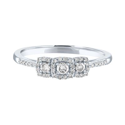 Diamond Three-Stone Promise Ring 10K White Gold (1/4 ct. tw.)