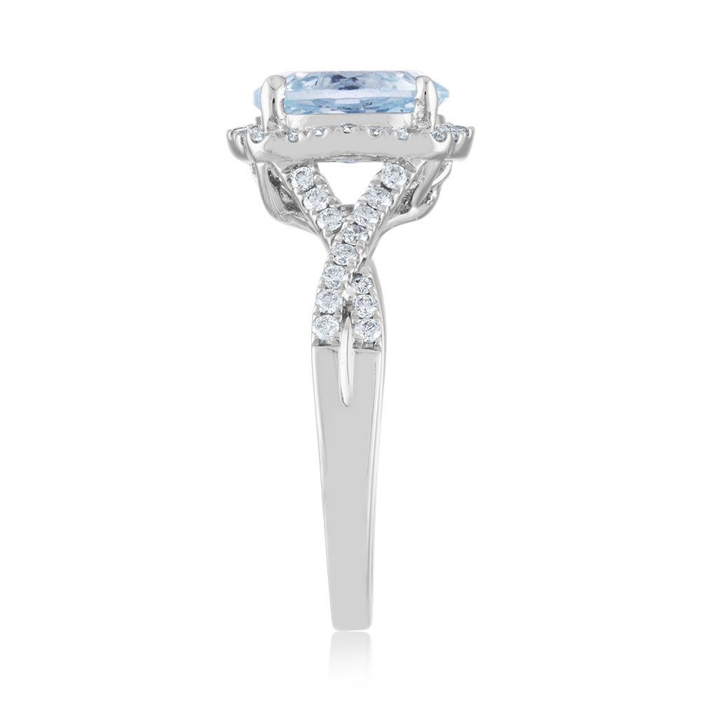 Aquamarine & 3/8 ct. tw. Diamond Ring 14K White Gold