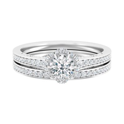 Helzberg Limited Edition 3/4 ct. tw. Diamond Halo Engagement Ring Set 14K White Gold