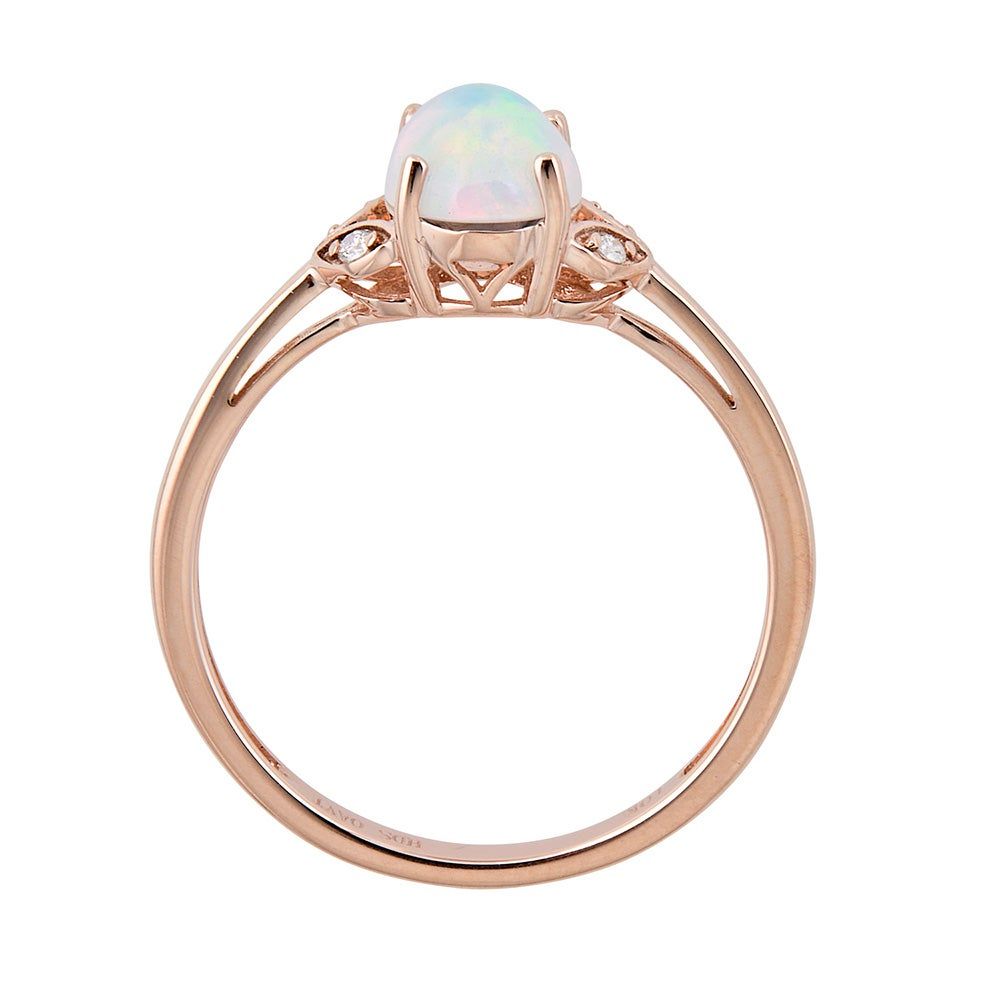 Ethiopian Opal & Diamond Ring 10K Rose Gold