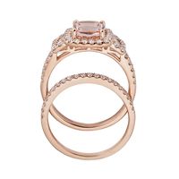 Shades of Love™ Morganite & 3/4 ct. tw. Diamond Ring Set 14K Rose Gold