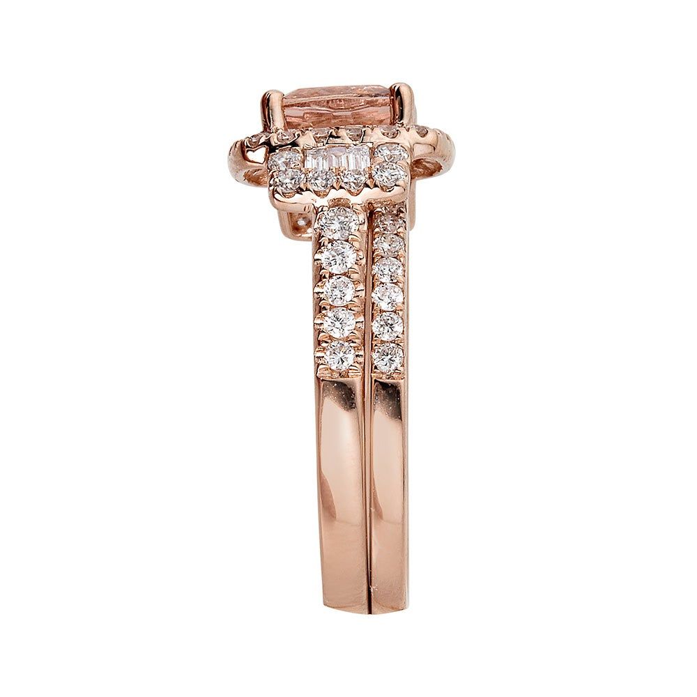 Shades of Love™ Morganite & 3/4 ct. tw. Diamond Ring Set 14K Rose Gold