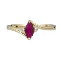 Ruby & Diamond Ring 10K Yellow Gold