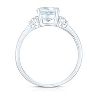 Aquamarine & Diamond Ring 14K White Gold