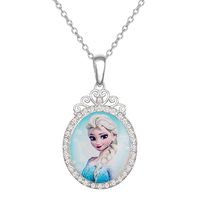 Children's Clear Crystal Frozen Elsa Pendant in Sterling Silver