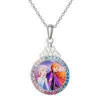 Frozen Elsa & Anna Crystal Pendant in Sterling Silver