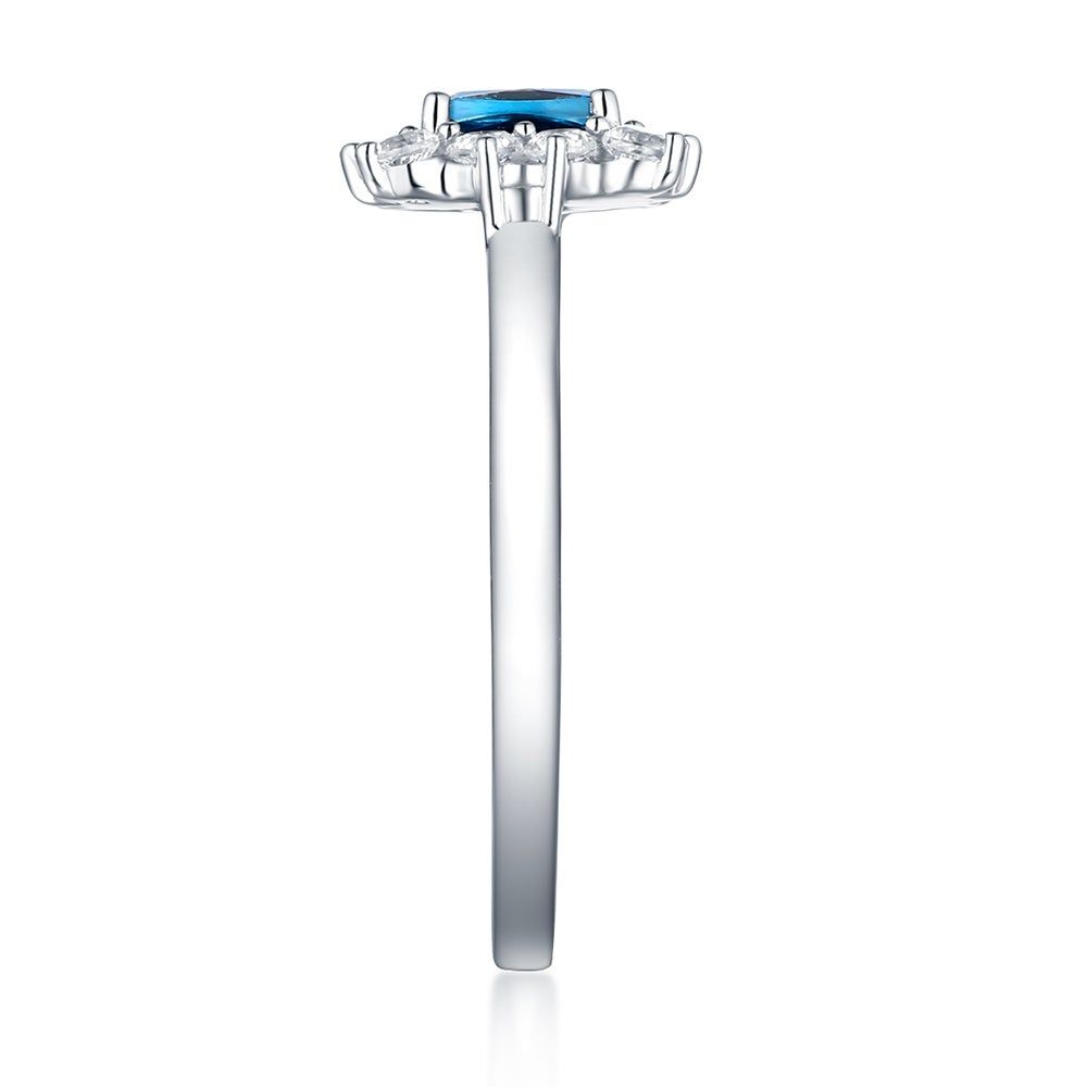 London Blue Topaz & Lab-Created White Sapphire Stack Ring Sterling Silver