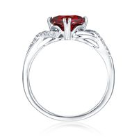 Garnet & Diamond Ring 10K White Gold