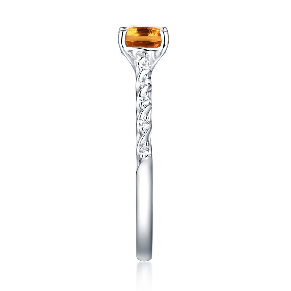 Citrine & Lab-Created White Sapphire Layering Ring Sterling Silver