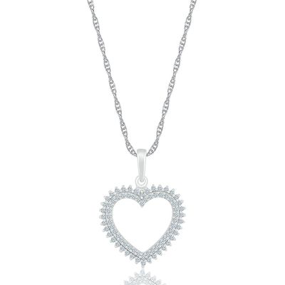 1/4 ct. tw. Diamond Burst Heart Pendant in 10K White Gold