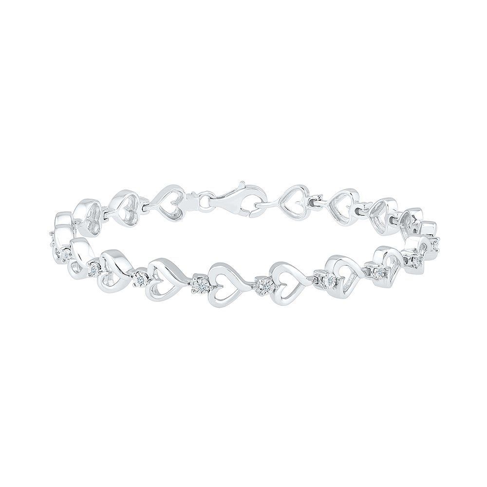 1/10 ct. tw. Diamond Heart Bracelet in Sterling Silver