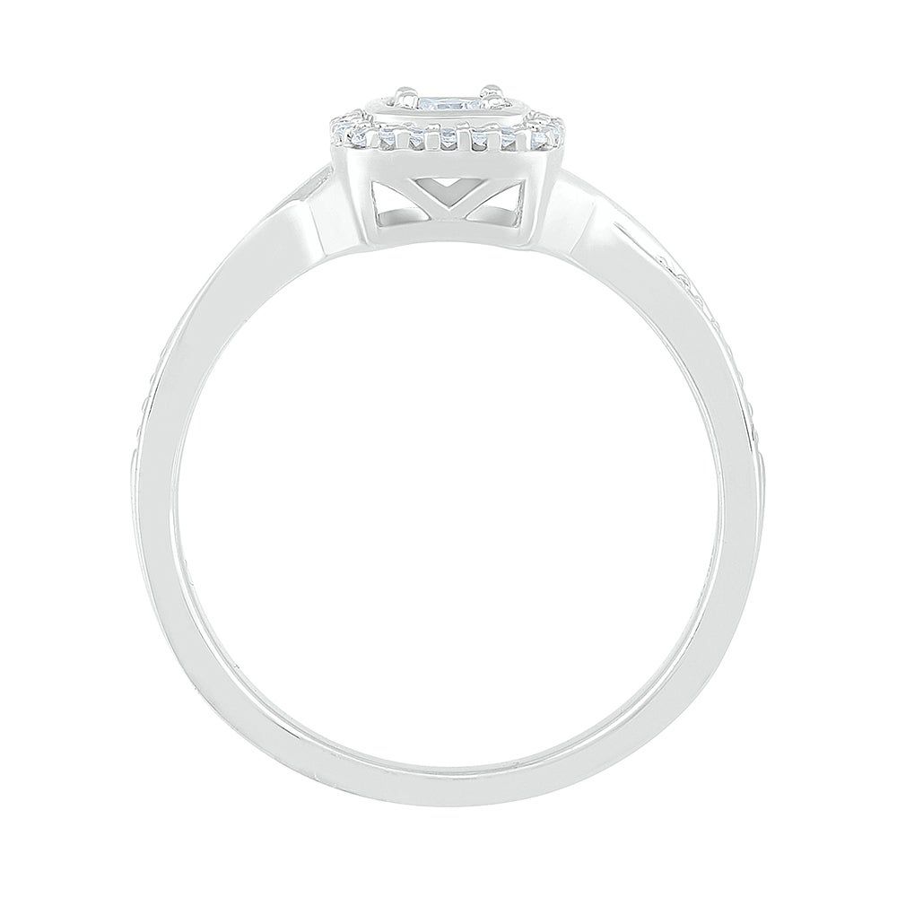 1/ ct. tw. Diamond Halo Promise Ring Sterling Silver