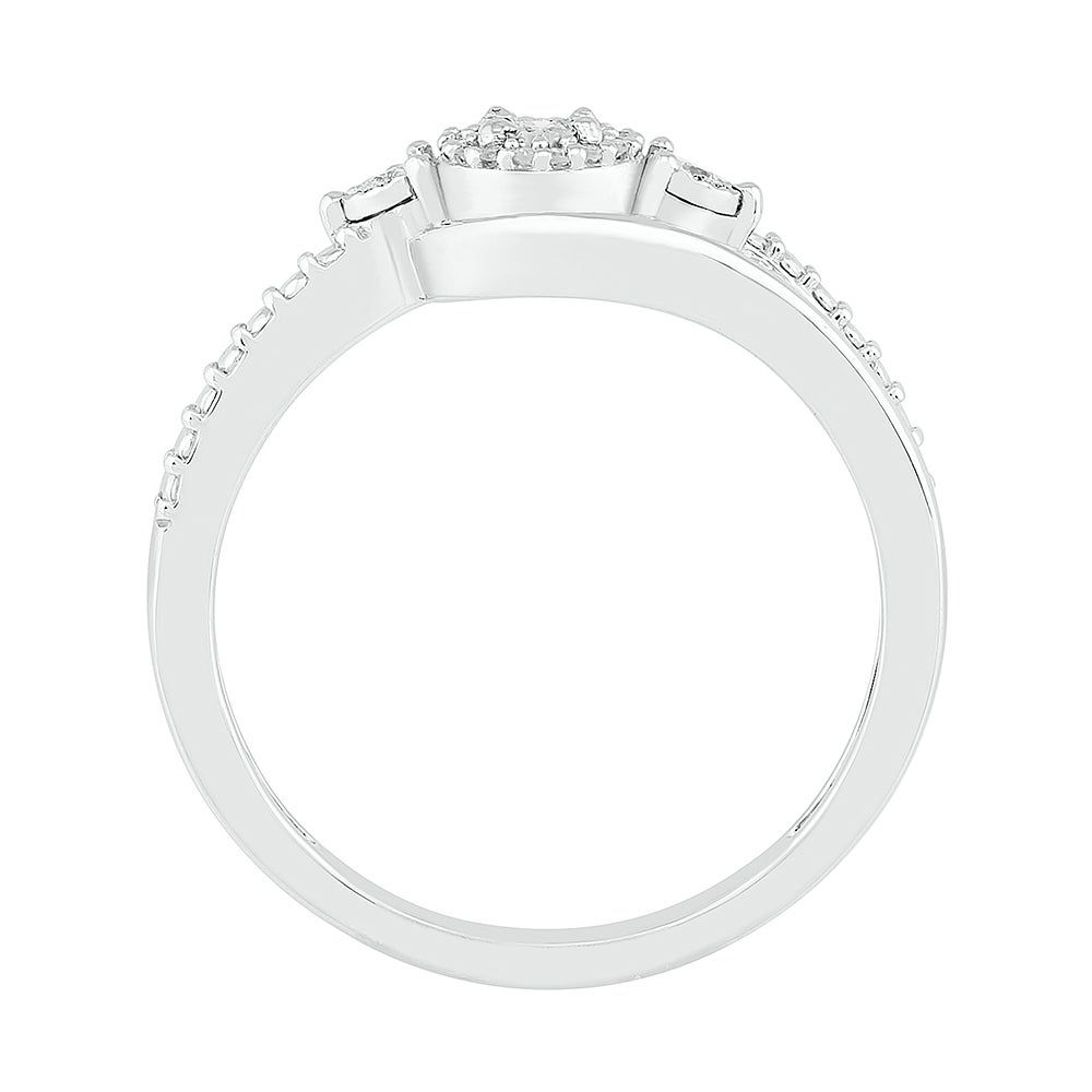 Diamond Halo Promise Ring Sterling Silver