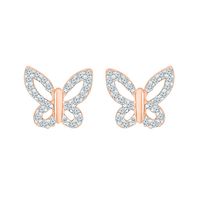 1/7 ct. tw. Diamond Butterfly Stud Earrings in 10K Rose Gold