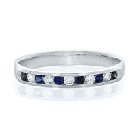 Sapphire & 1/10 ct. tw. Diamond Band 14K White Gold