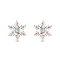 Elsa Opal & Diamond Snowflake Earrings in Sterling Silver
