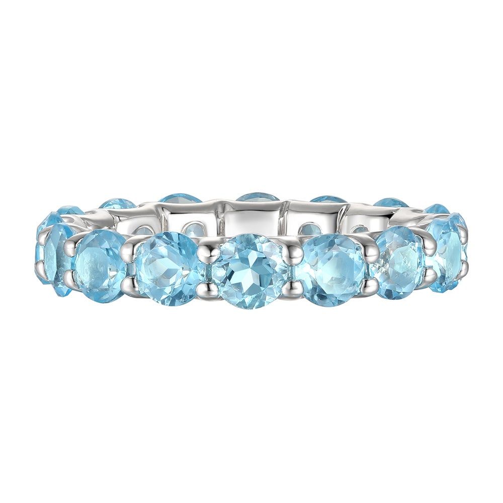 Blue Topaz Eternity Stack Ring in Sterling Silver