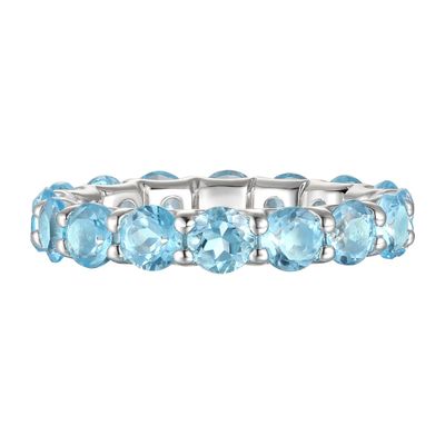 Blue Topaz Eternity Stack Ring in Sterling Silver