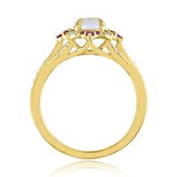 Opal, Ruby & 1/5 ct. tw. Diamond Ring 10K Yellow Gold