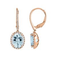 Aquamarine & 1/3 ct. tw. Diamond Drop Earrings in 14K Rose Gold