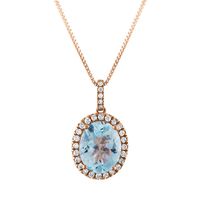 Aquamarine & 1/7 ct. tw. Diamond Pendant in 14K Rose Gold