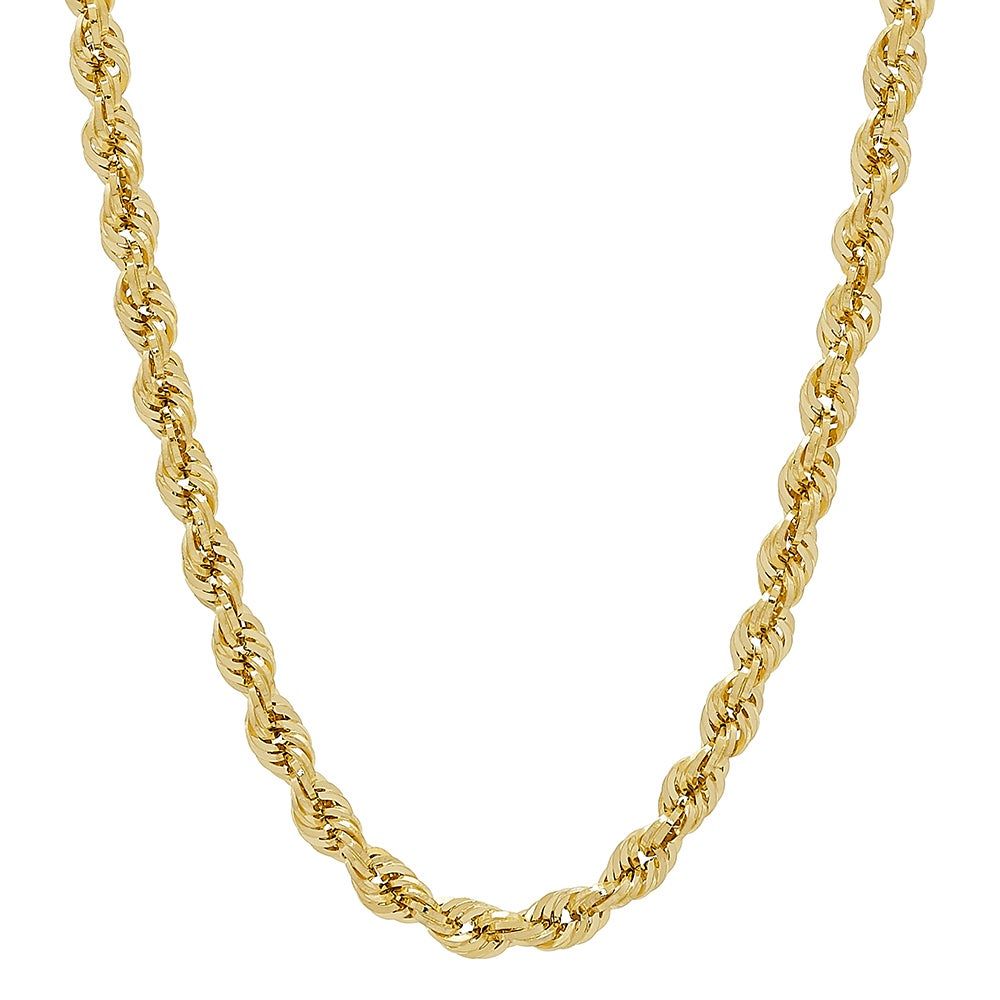 Men's Hollow Glitter Rope Chain in 14K Yellow Gold, 30"