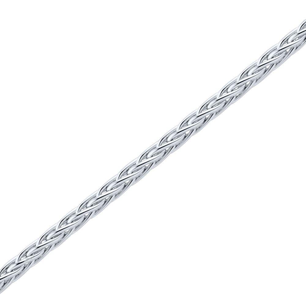 Round Hollow Wheat Chain in 14K White Gold, 18"