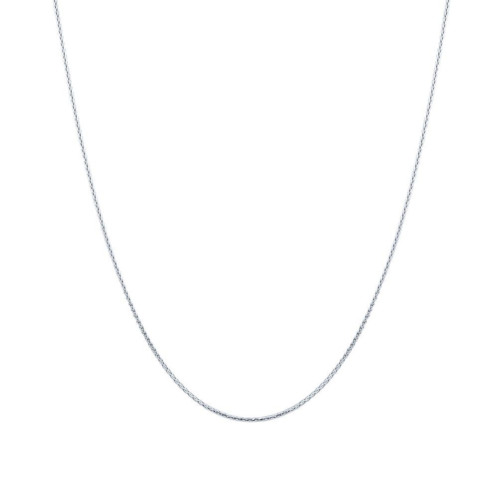 Round Hollow Wheat Chain in 14K White Gold, 18"