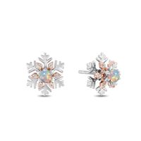 Enchanted Disney Opal & Diamond Elsa Earrings in 10K Rose & White Gold