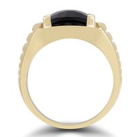 Men's Black Onyx & Diamond Ring 10K Yellow Gold