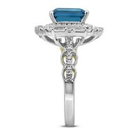 Olivia London Blue Topaz & Diamond Engagement Ring 14K white gold (7/8 ct. tw.)