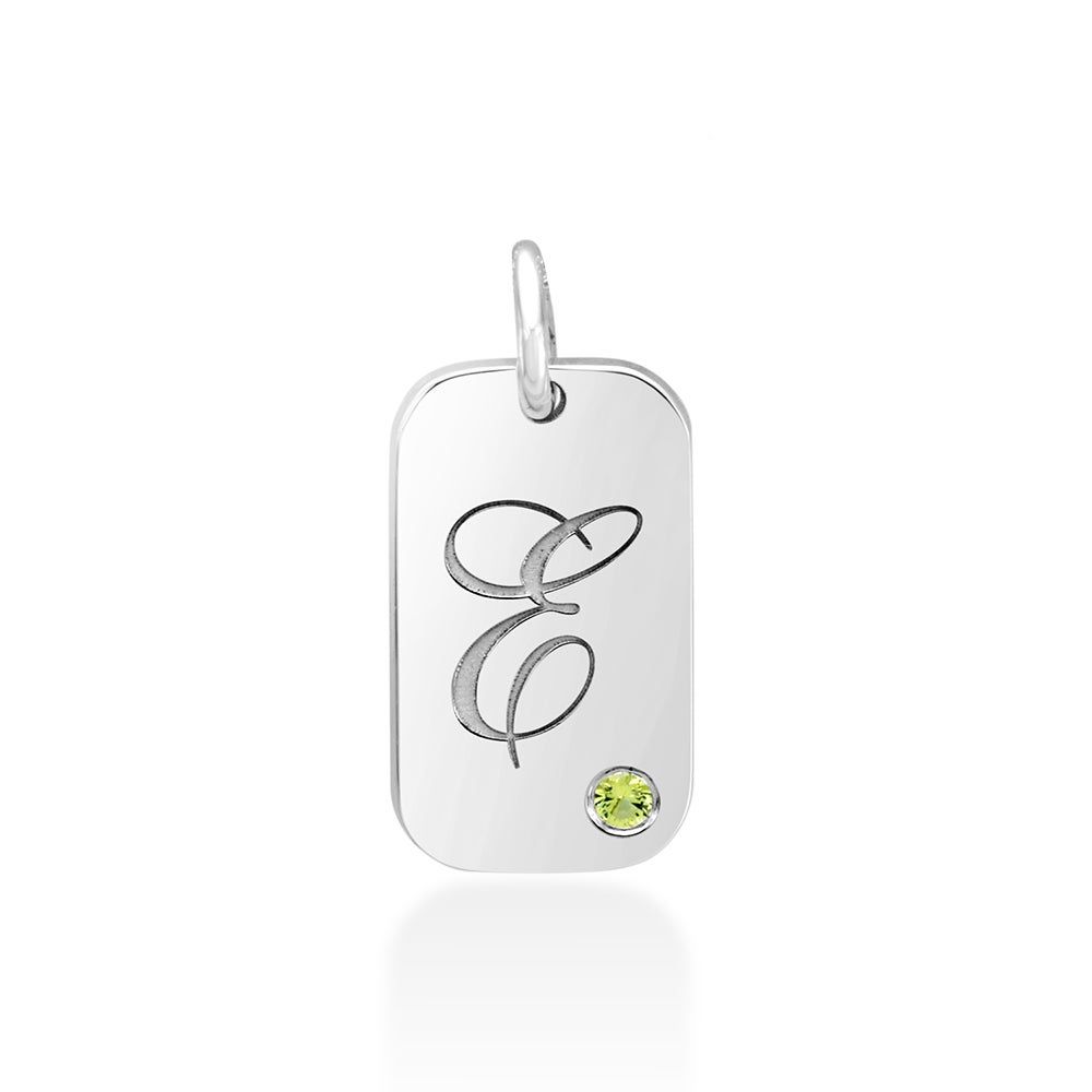 personalized tag pendant with custom gemstone