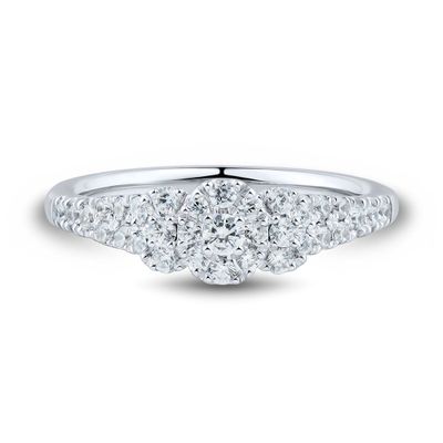 Light Heart® 1/2 ct. tw. Lab Grown Diamond Halo Promise Ring 14K White Gold