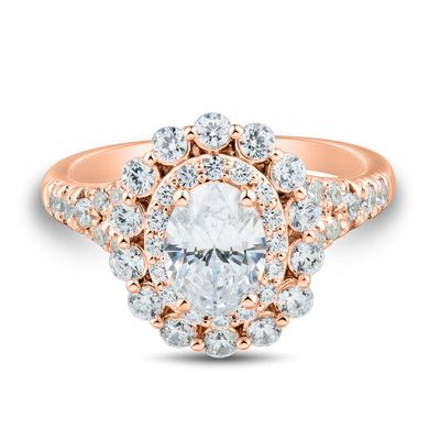 lab grown diamond oval engagement ring 14k rose gold (2 ct. tw.)