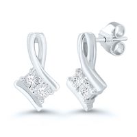 Two-Stone Diamond Earrings in Sterling Silver (1/10 ct. tw.)
