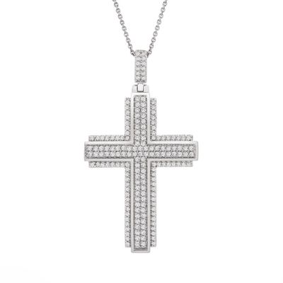 Men's 1 ct. tw. Diamond Cross Pendant in Sterling Silver
