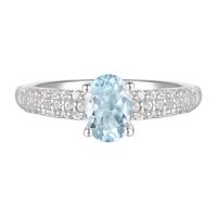 Aquamarine & Lab-Created White Sapphire Ring Sterling Silver