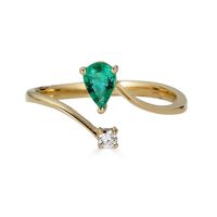Emerald & Diamond Ring 10K Yellow Gold