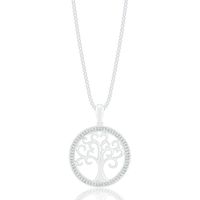 1/8 ct. tw. Diamond Tree Medallion Pendant in Sterling Silver