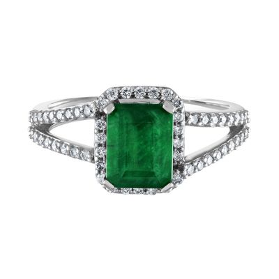 Emerald & 1/3 ct. tw. Diamond Ring 14K White Gold
