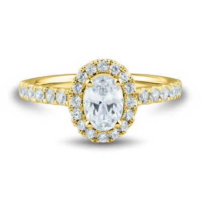 lab grown diamond oval engagement ring with halo 14k yellow gold (1 1/4 ct. tw.)