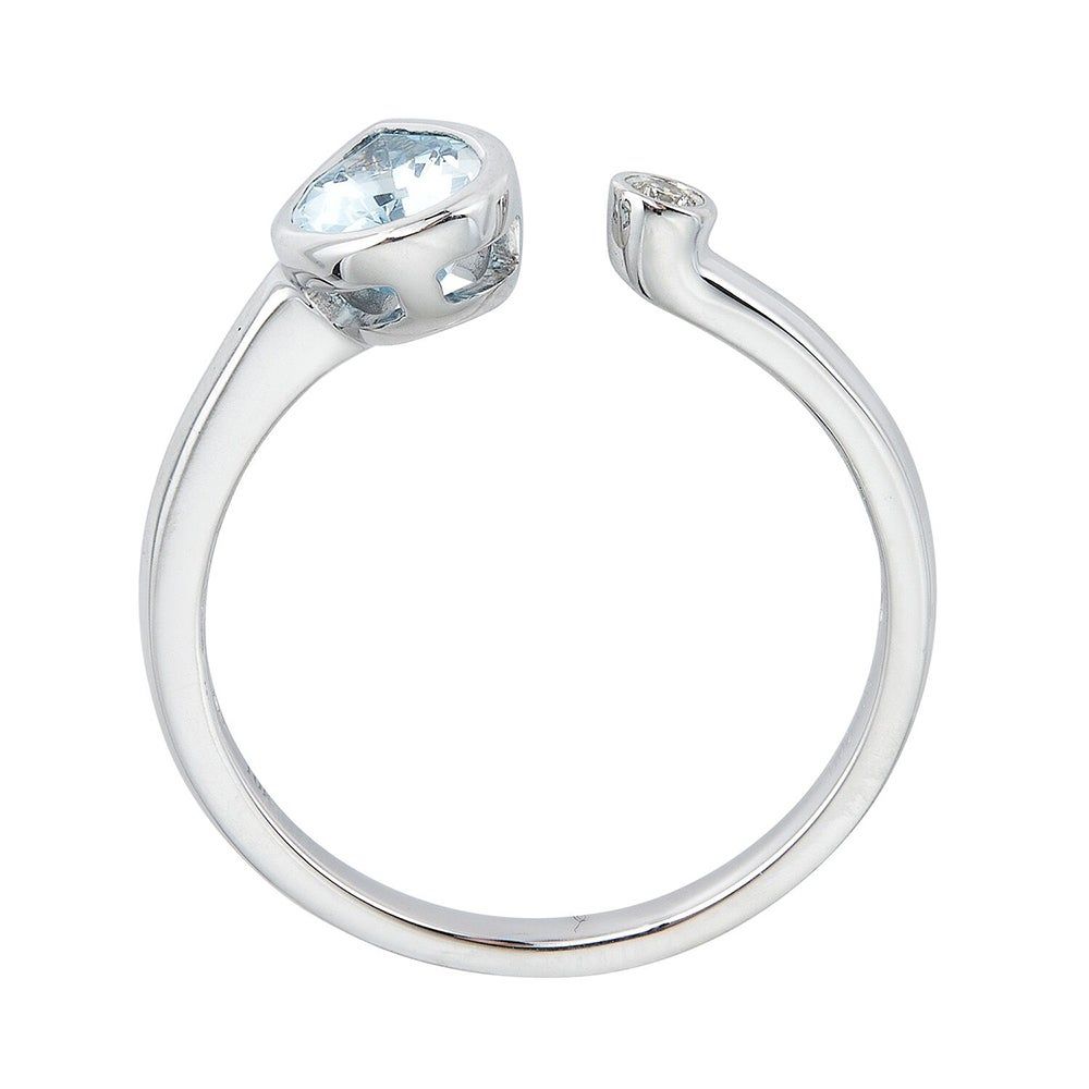 Aquamarine & Diamond Ring 10K White Gold