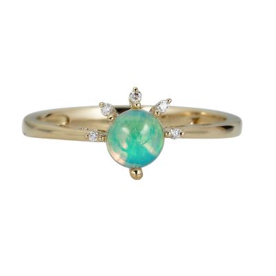 Ethopian Opal & Diamond Ring 10K Gold