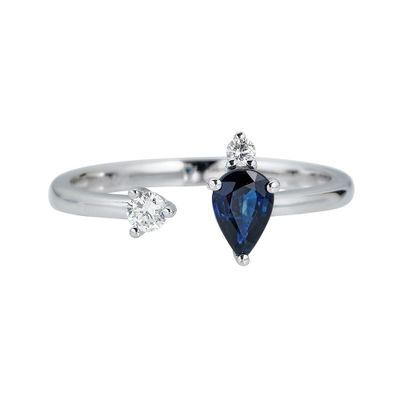 Blue Sapphire & 1/10 ct. tw. Diamond Ring 10K White Gold