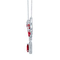 Lab-Created Ruby & White Sapphire Drop Necklace in Sterling Silver